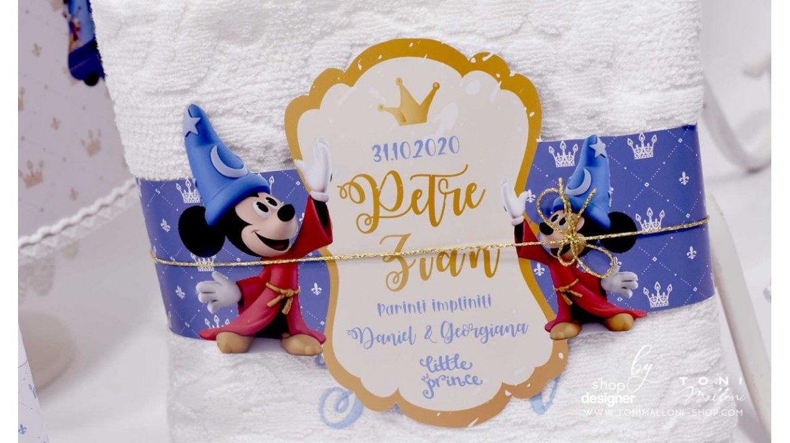 Trusou de botez Mickey Mouse personalizat grafic prin coasere cu imagini Disney Royal The King 21